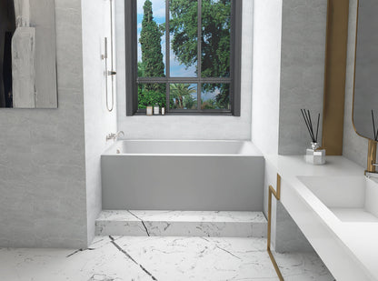 Alcove soaking bathtub 32x60 inch left drain in glossy white
