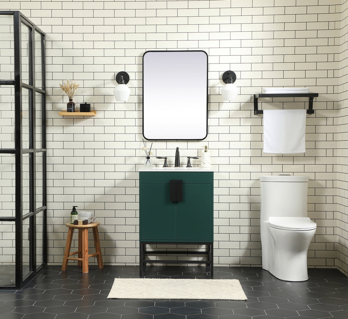 24 inch Single bathroom vanity in green