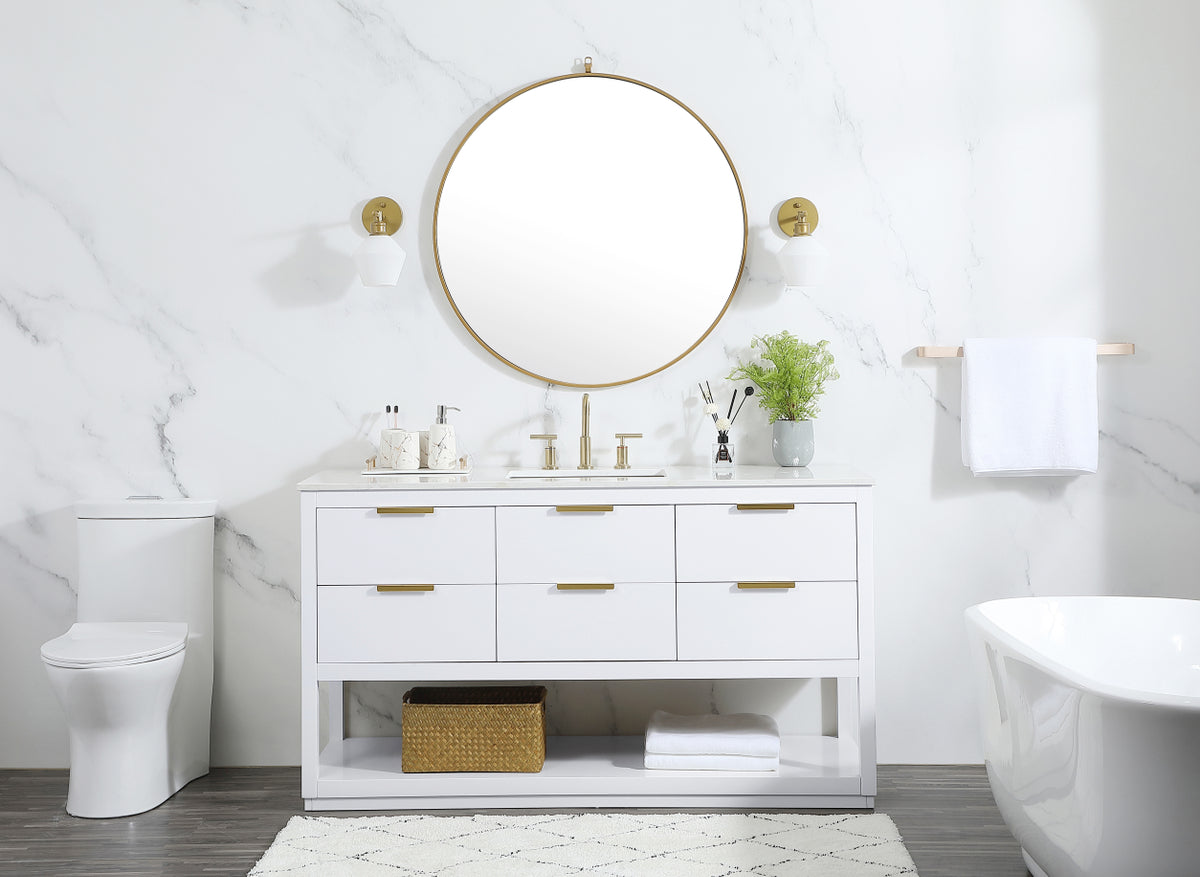 60 inch Single bathroom vanity in white