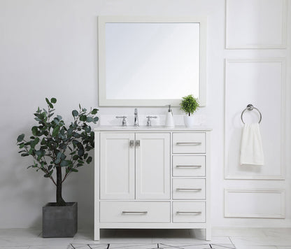 36 inch Single Bathroom Vanity in White with Backsplash