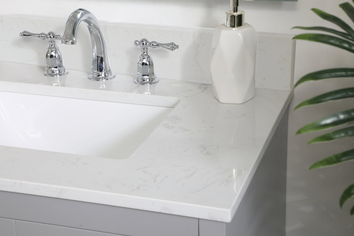 30 inch Single Bathroom Vanity in Grey with Backsplash