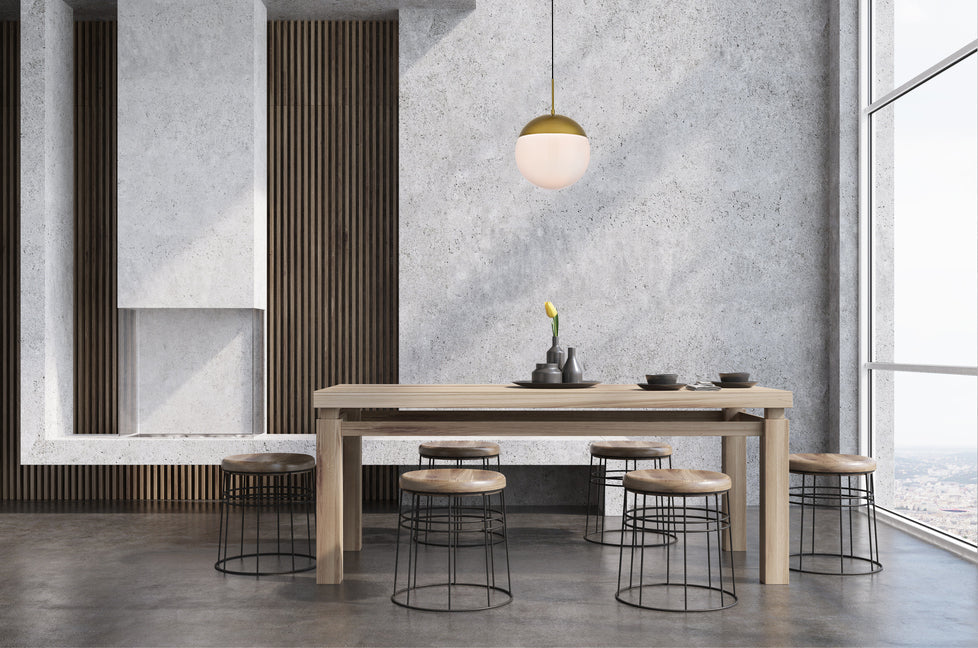 Eclipse 1 Light Brass Pendant With Frosted White Glass