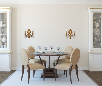 Monarch 2 light French Gold Wall Sconce Clear Royal Cut Crystal