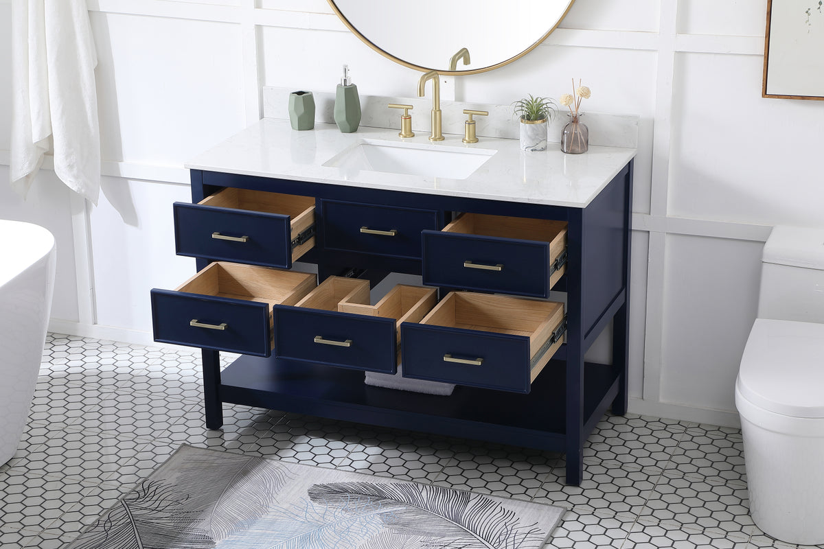 48 inch Single bathroom vanity in blue with backsplash