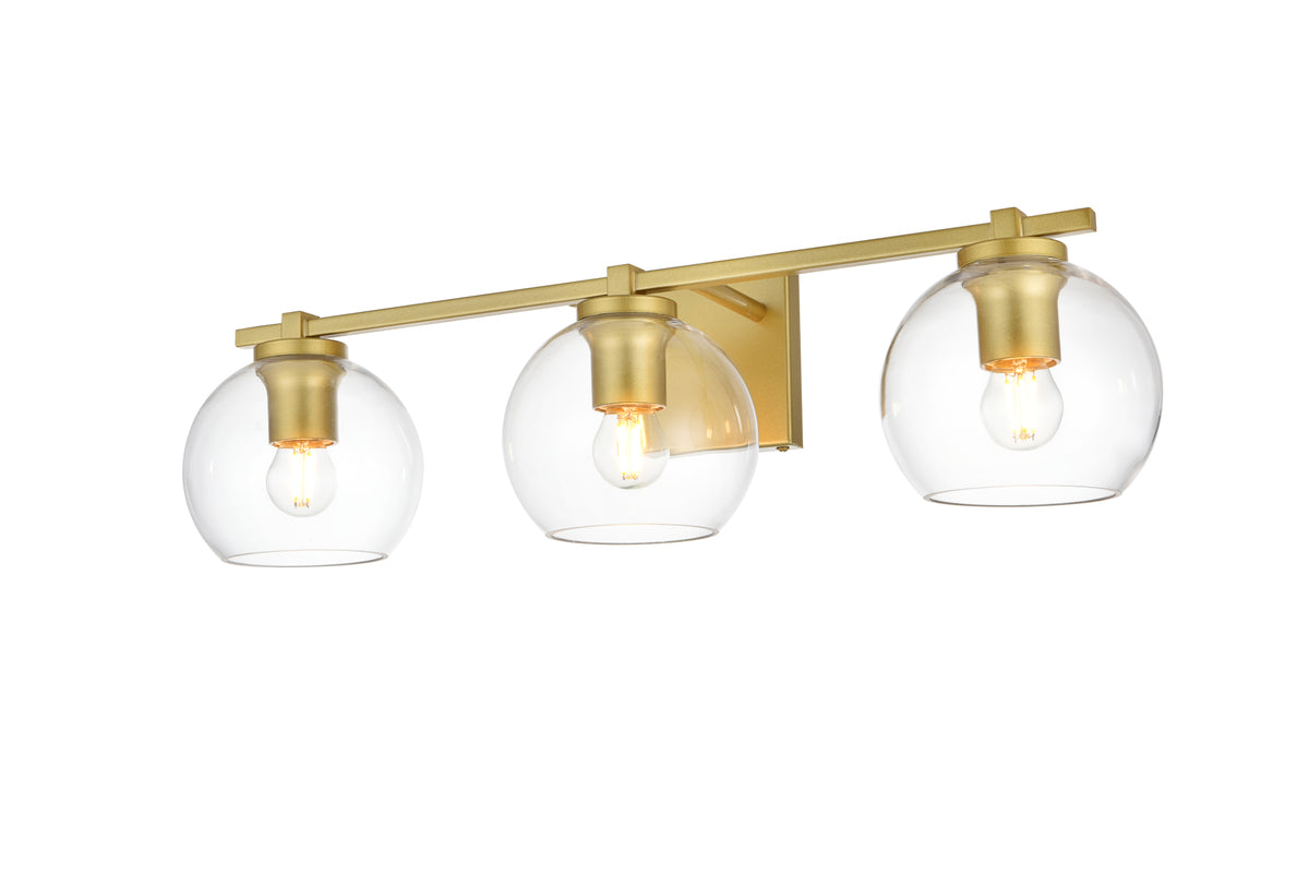 Juelz 3 light Brass and Clear Bath Sconce