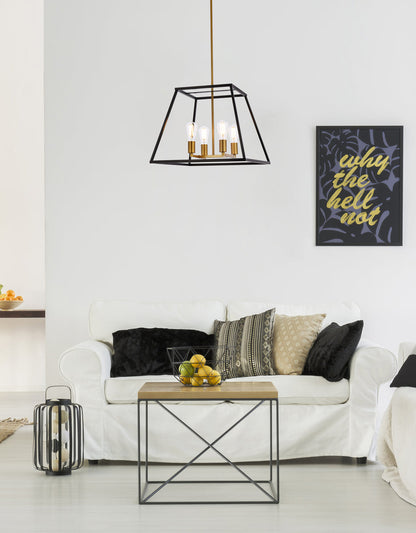 Declan 20 inch pendant in black and brass