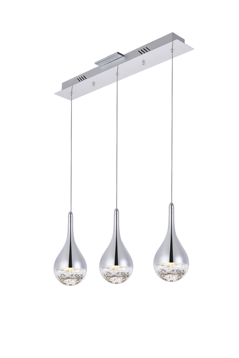 Amherst Collection LED 3-light chandelier 24in x 4in x 9in chrome finish