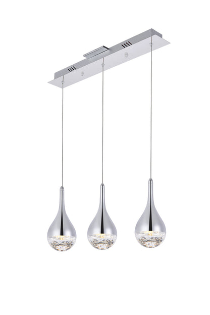 Amherst Collection LED 3-light chandelier 24in x 4in x 9in chrome finish