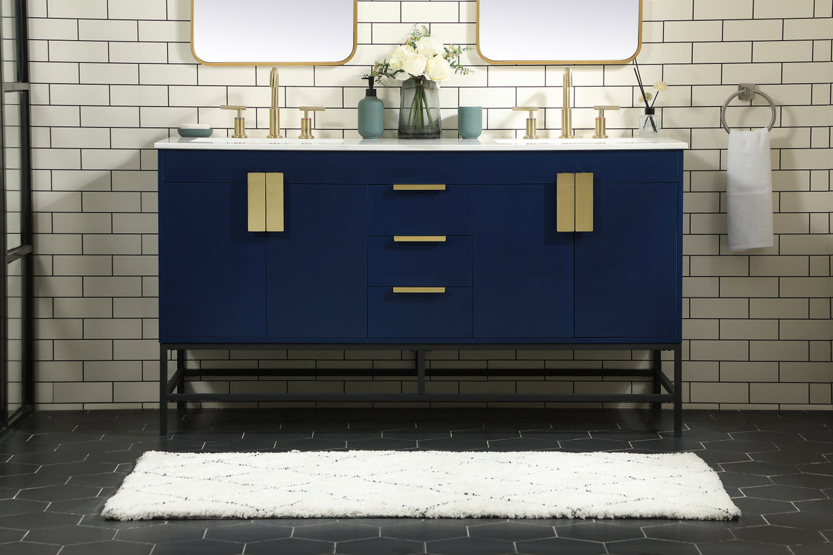 60 inch double bathroom vanity in blue