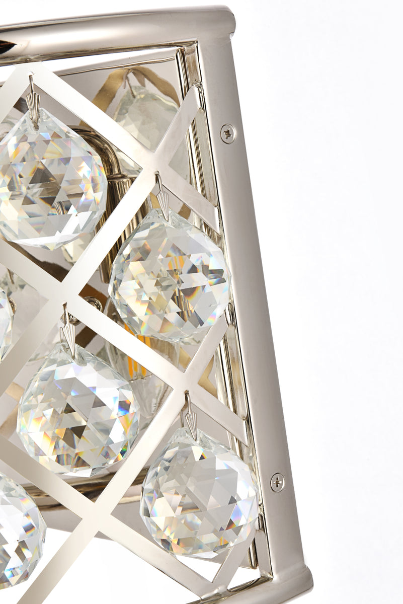 Madison 1 light polished Nickel Wall Sconce Clear Royal Cut Crystal