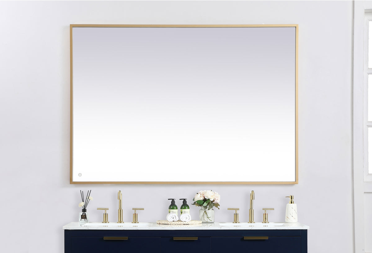 Pier 42x60 inch LED mirror with adjustable color temperature 3000K/4200K/6400K in brass