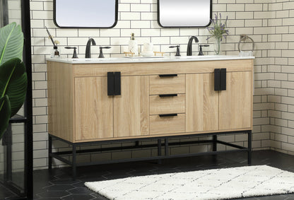 60 inch double bathroom vanity in mango wood