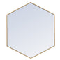 Metal frame hexagon mirror 41 inch in Brass