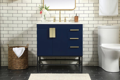 32 inch Single bathroom vanity in blue