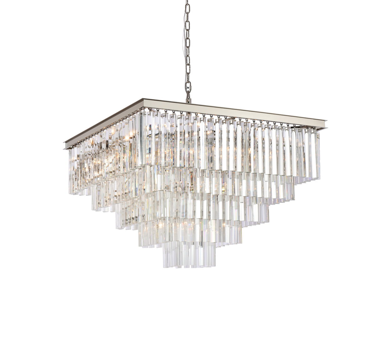 Sydney 34 inch square crystal chandelier in polished nickel