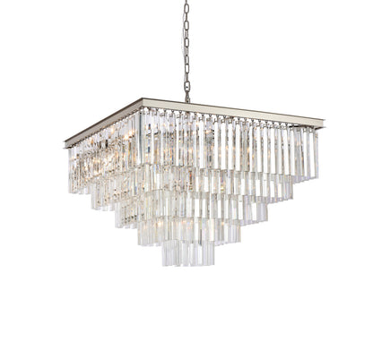 Sydney 34 inch square crystal chandelier in polished nickel
