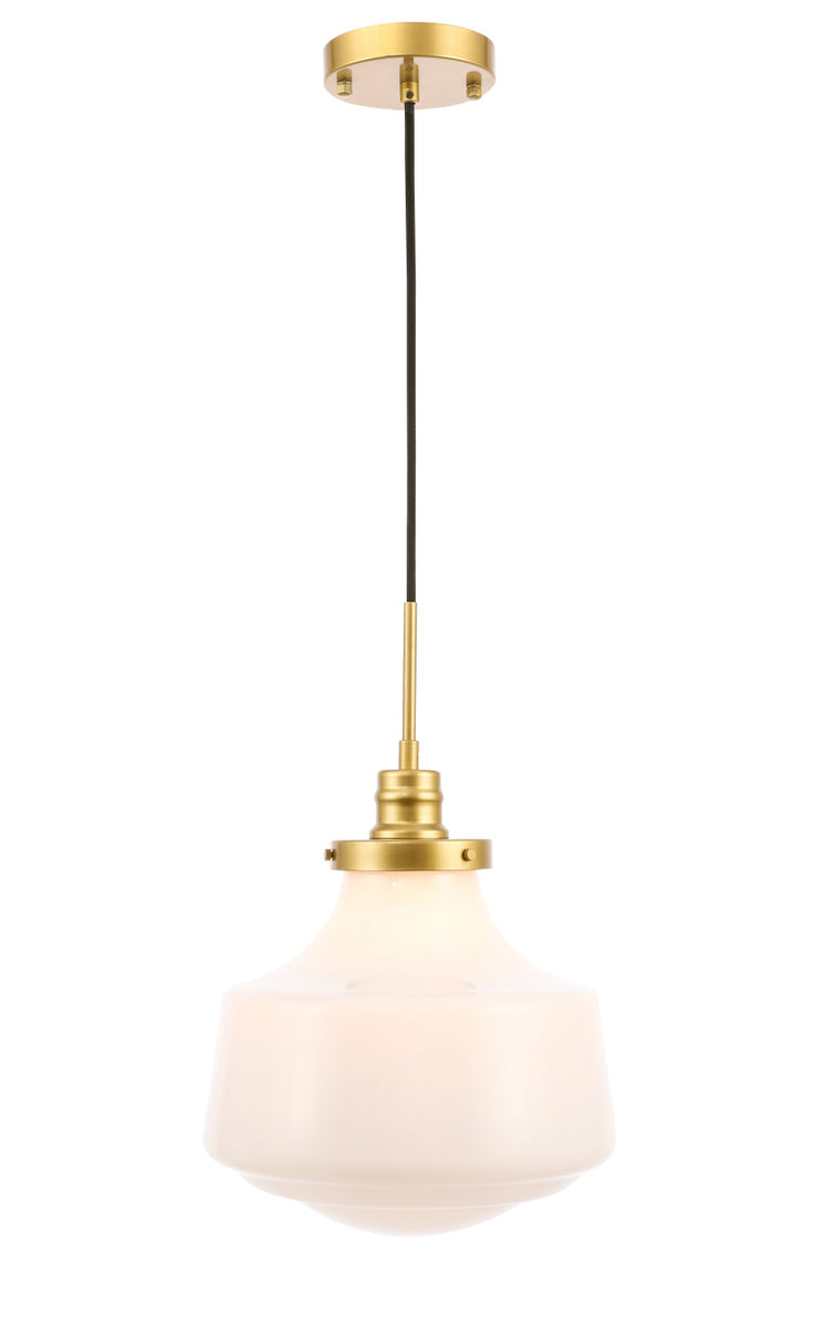 Lyle 1 light Brass and frosted white glass pendant