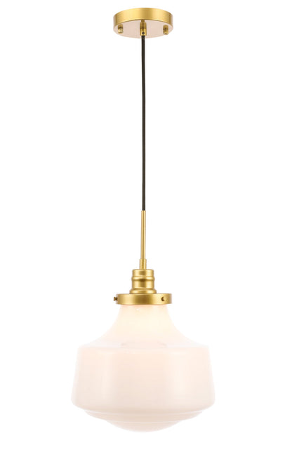 Lyle 1 light Brass and frosted white glass pendant