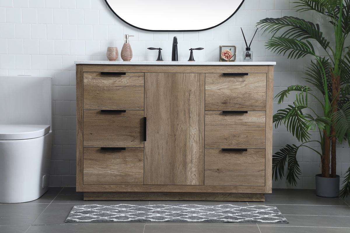 48 Inch SIngle Bathroom Vanity In Natural Oak