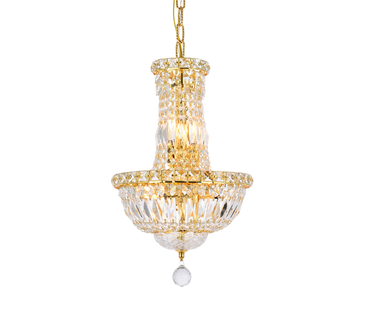 Tranquil 6 light Gold Pendant Clear Royal Cut Crystal