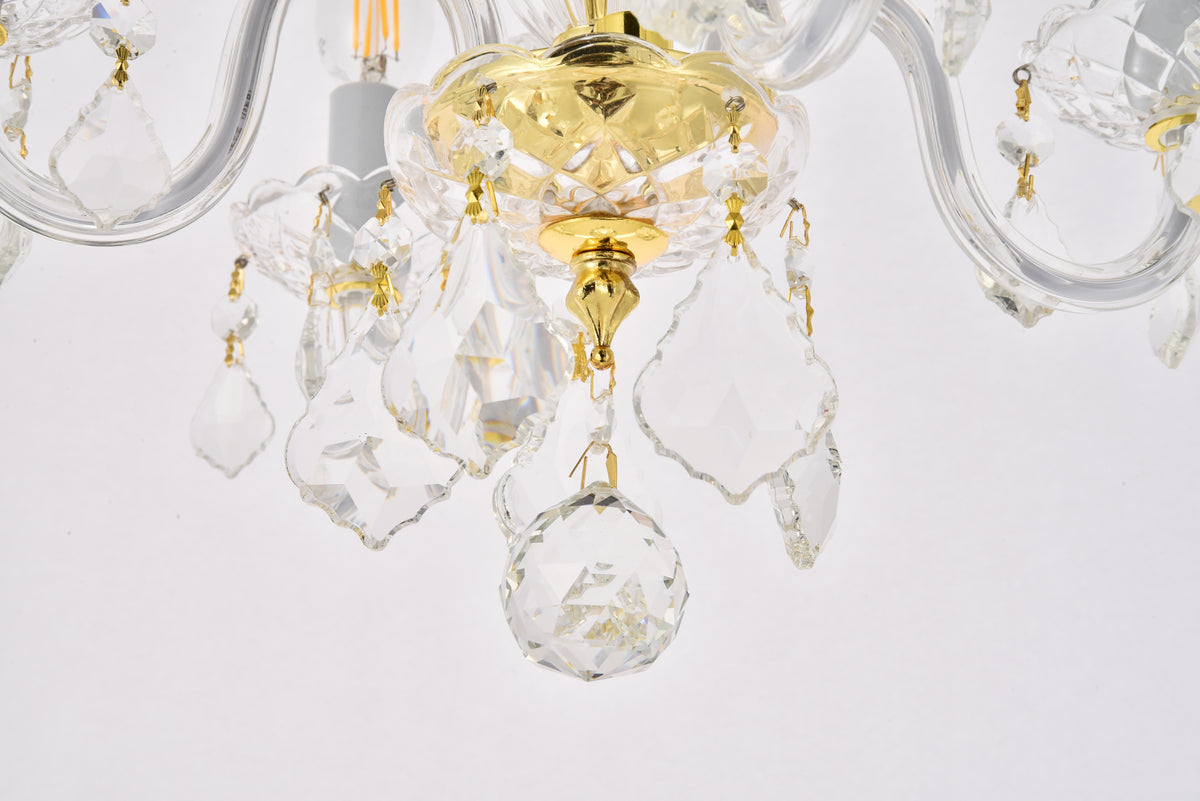 Rococo 4 light Gold Pendant Clear Royal Cut Crystal