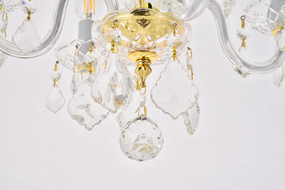 Rococo 4 light Gold Pendant Clear Royal Cut Crystal