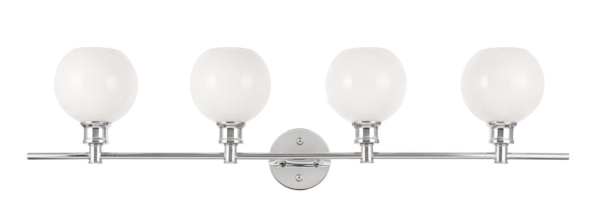 Collier 4 light Chrome and Frosted white glass Wall sconce