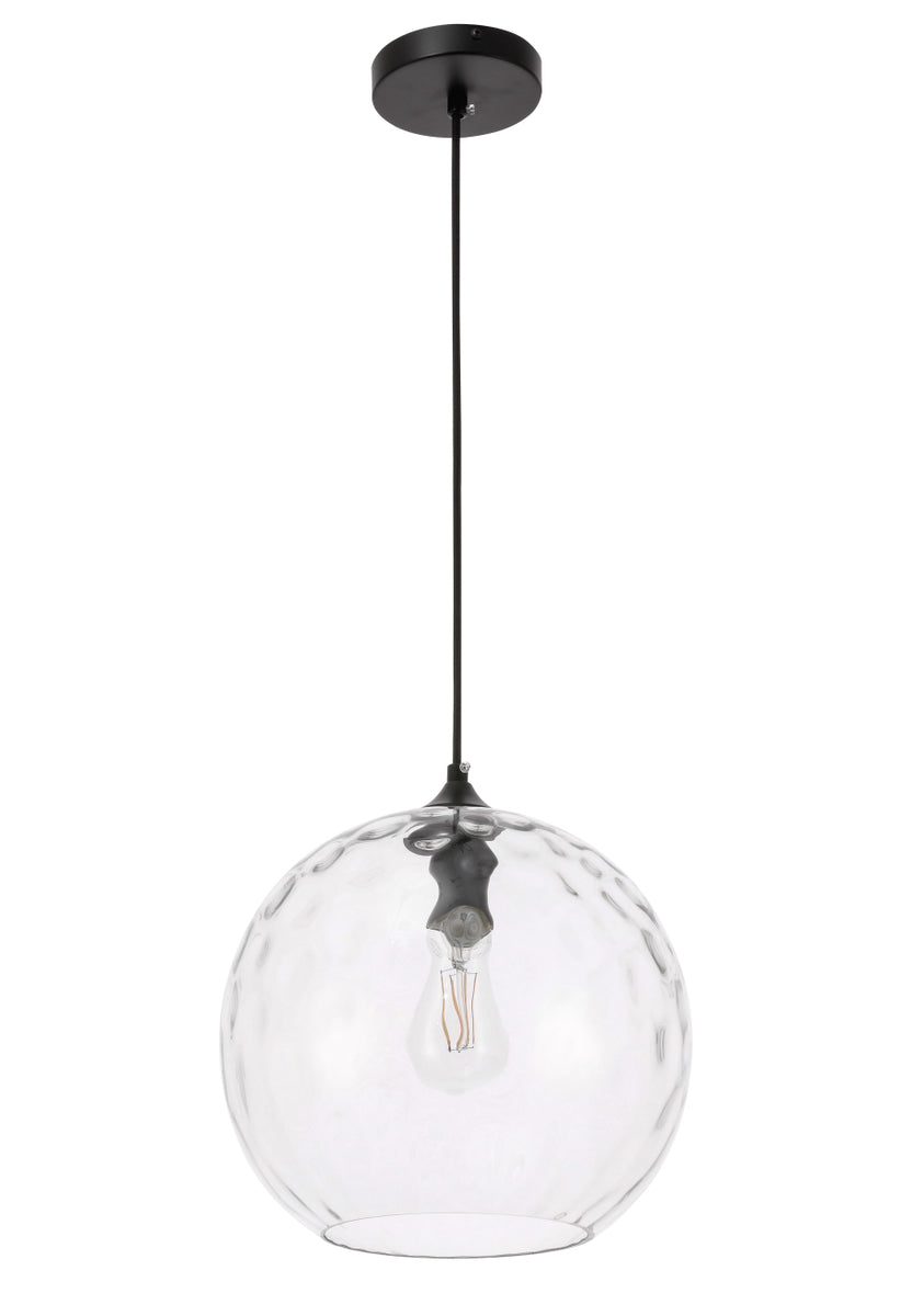 Gibson 1 light Black and Clear glass pendant