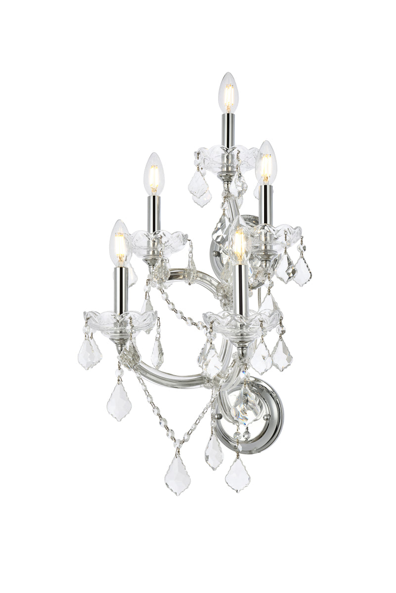Maria Theresa 5 light Chrome Wall Sconce Clear Royal Cut Crystal