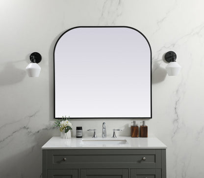 Metal Frame Arch Mirror 40x38 Inch in Black