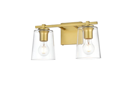 Kacey 2 light Brass and Clear Bath Sconce