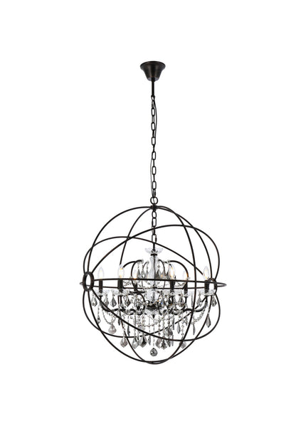 Geneva 6 light Dark Bronze Chandelier Silver Shade (Grey) Royal Cut crystal