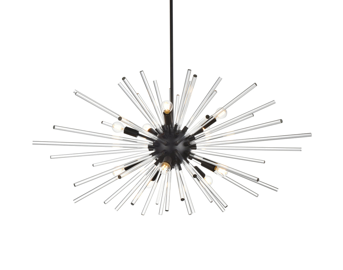 Sienna 42 inch crystal rod pendant in black