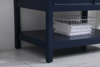 36 inch Single bathroom vanity in blue with backsplash