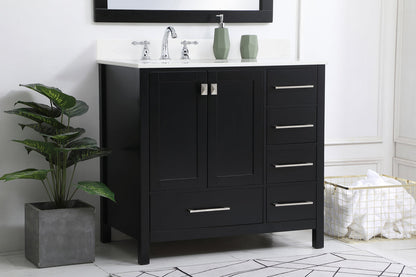36 inch Single Bathroom Vanity in Black with Backsplash