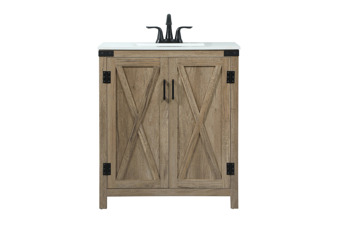 30 inch Single bathroom vanity in natural oak