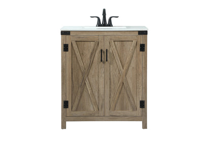 30 inch Single bathroom vanity in natural oak
