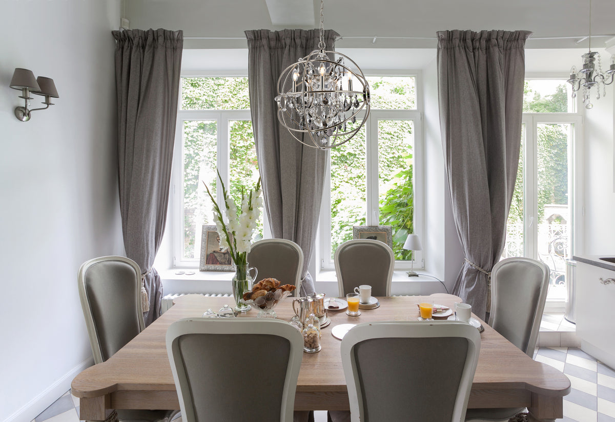 Geneva 5 light polished nickel Pendant Silver Shade (Grey) Royal Cut crystal