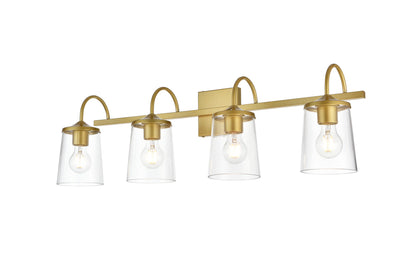 Avani 4 light Brass and Clear Bath Sconce