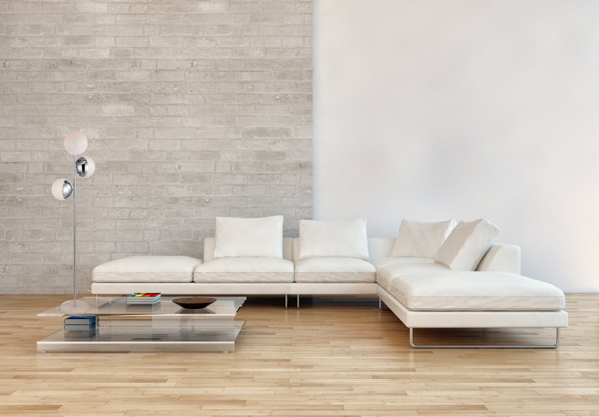 Eclipse 3 Lights Chrome Floor Lamp With Frosted White Glass