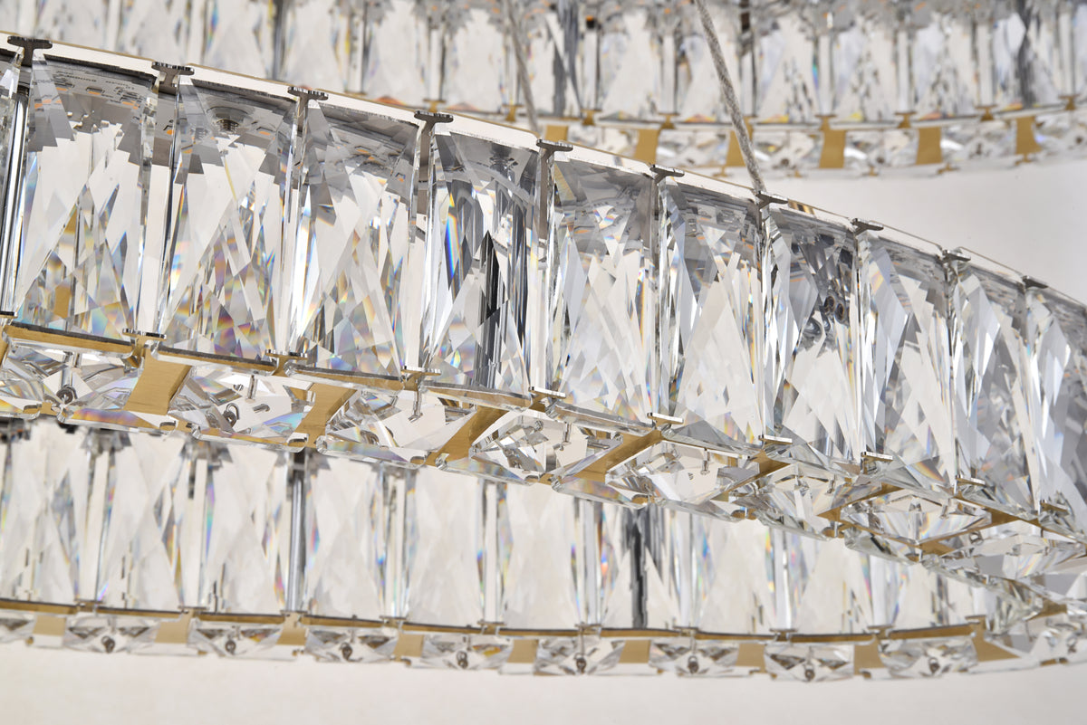 Monroe Integrated LED light Gold Chandelier Clear Royal Cut Crystal