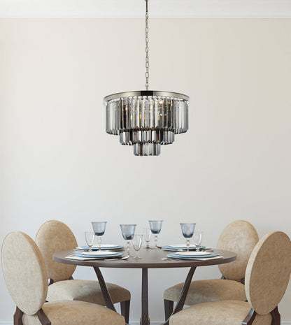 Sydney 9 light polished nickel Chandelier Silver Shade (Grey) Royal Cut Crystal