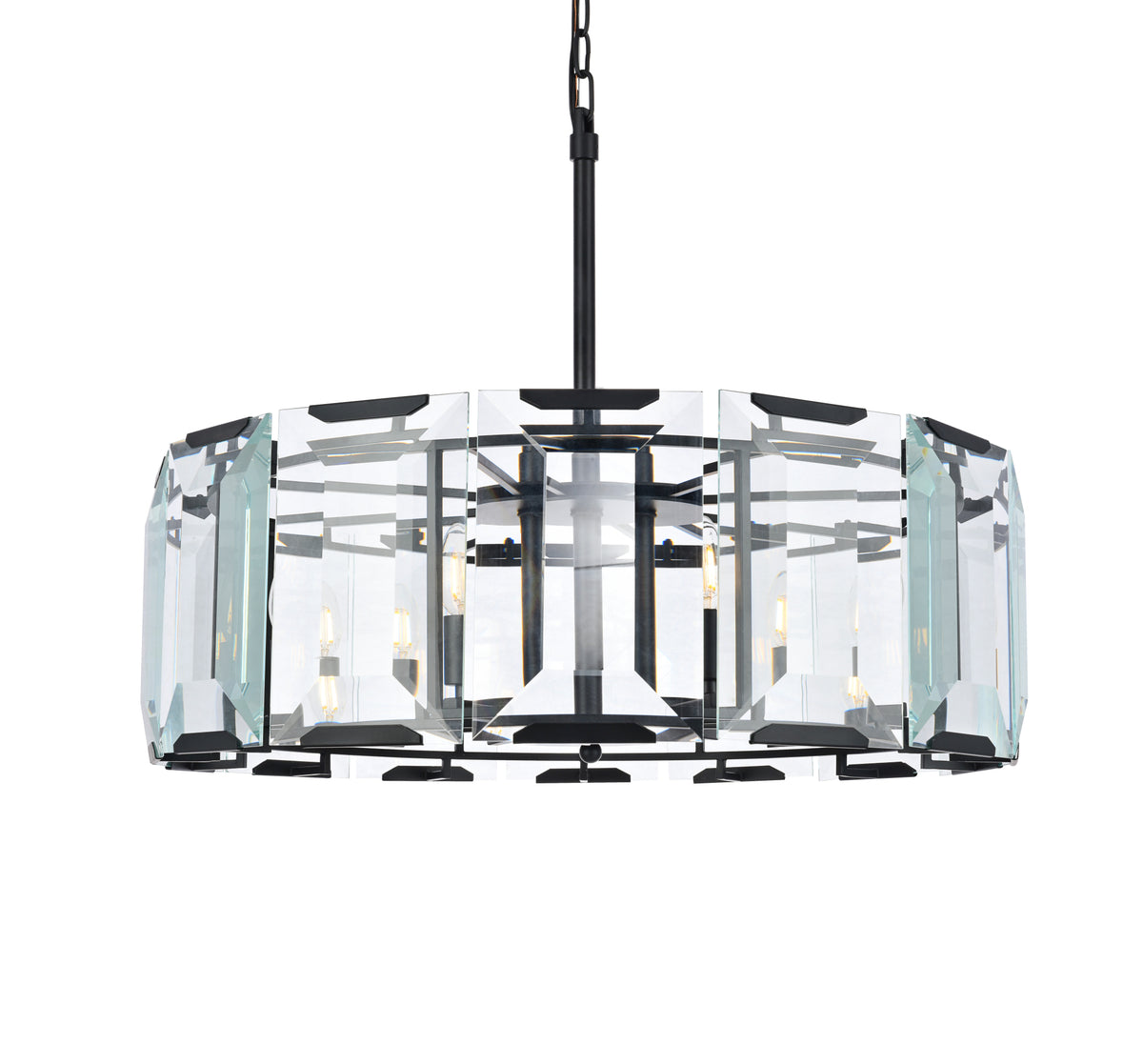 Monaco 8 light Flat Black (Matte) Chandelier Clear Glass Crystal