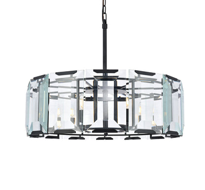 Monaco 8 light Flat Black (Matte) Chandelier Clear Glass Crystal
