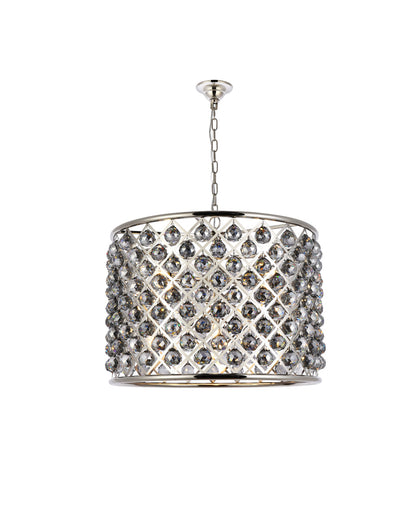 Madison 8 light polished nickel Chandelier Silver Shade (Grey) Royal Cut Crystal