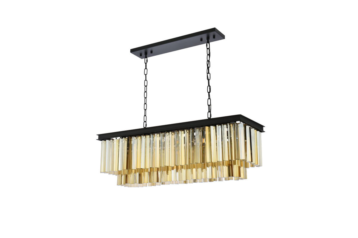 Sydney 12 light Matte Black Chandelier Golden Teak (Smoky) Royal Cut Crystal