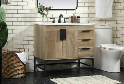 36 inch Single bathroom vanity in natural oak