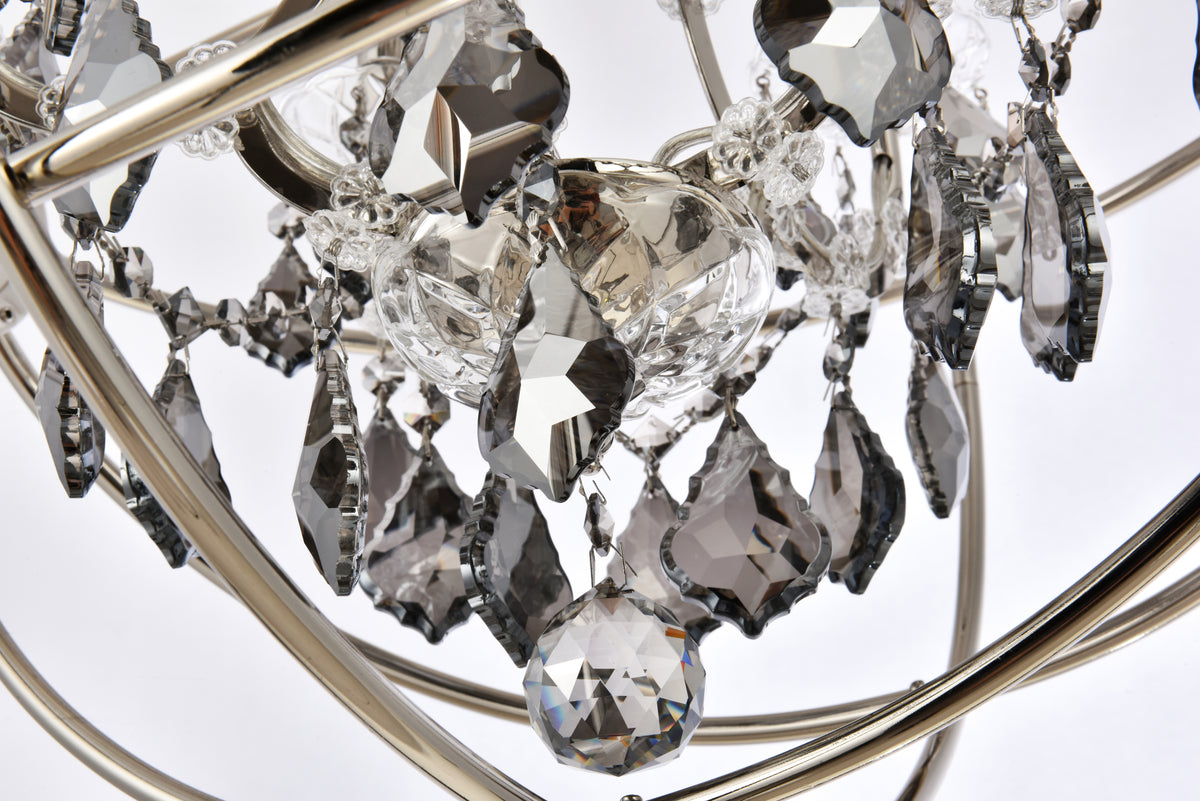 Geneva 5 light polished nickel Pendant Silver Shade (Grey) Royal Cut crystal