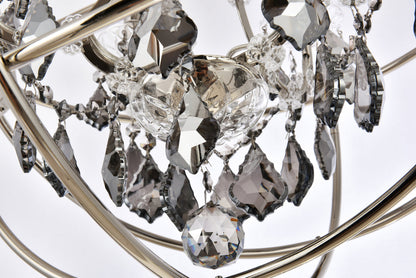 Geneva 5 light polished nickel Pendant Silver Shade (Grey) Royal Cut crystal