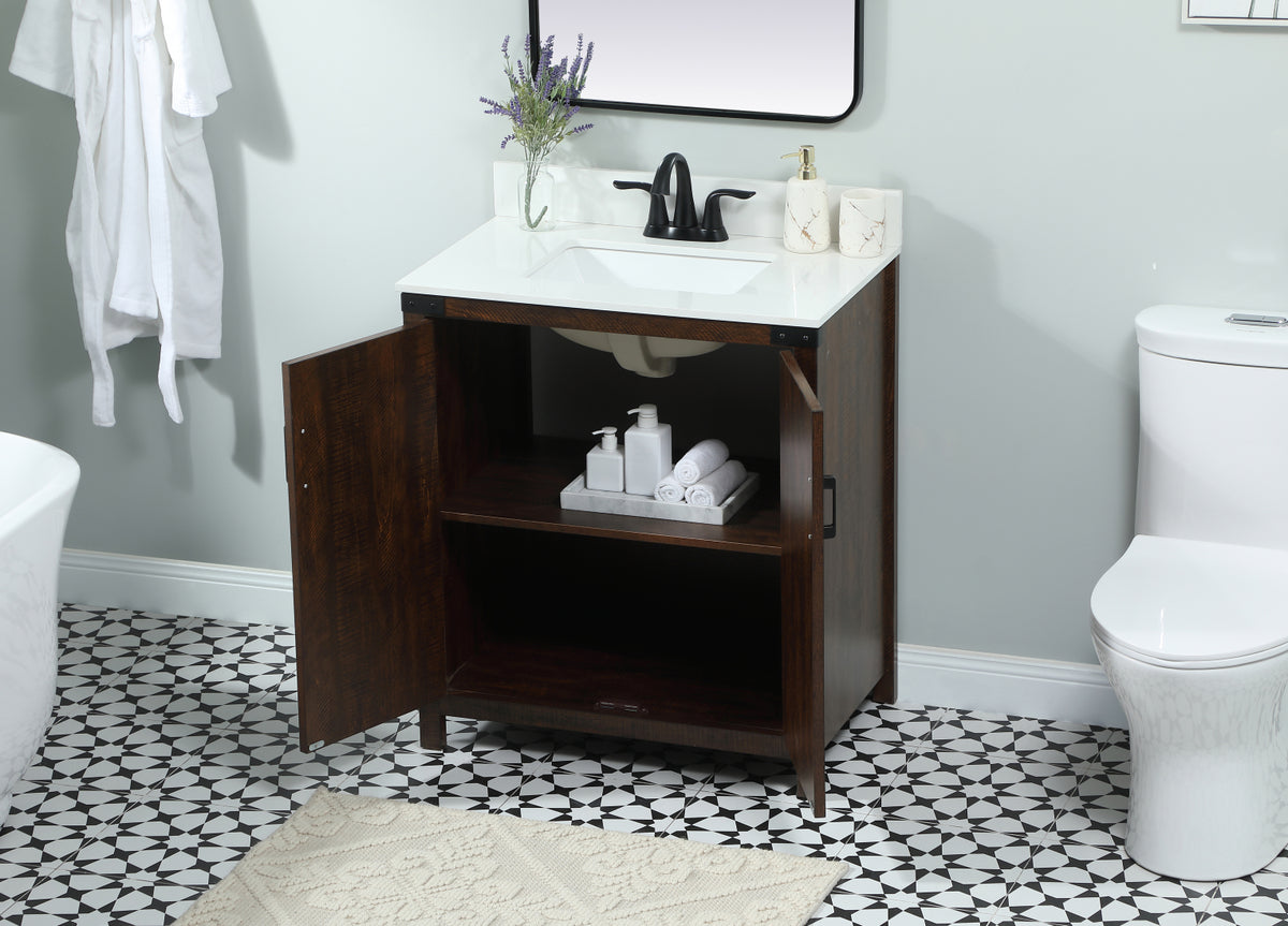 30 inch Single bathroom vanity in expresso with backsplash